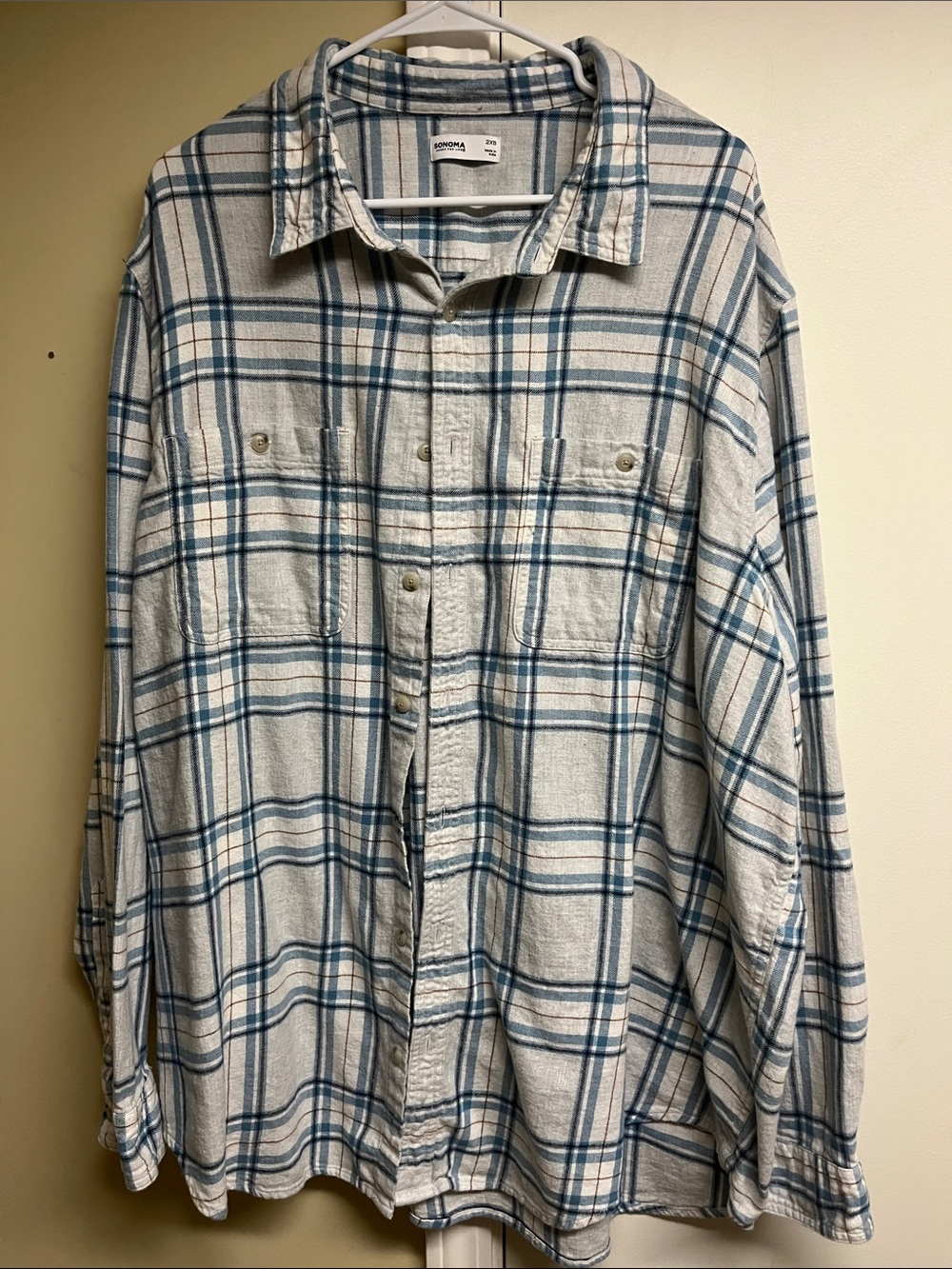 Sonoma Men's Blue Plaid Button-Up Shirt size 2XB